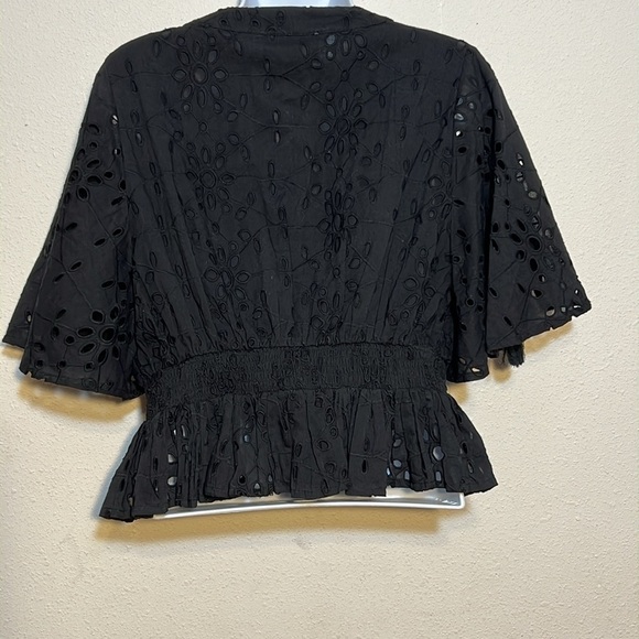 Cleobella Mira Eyelet Organic Cotton Cropped V-Neck Blouse Size Large - Picture 5 of 17